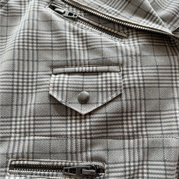 Blank NYC Grey and Cream Glen Plaid Women's Moto Jacket - Small - Like New! - Picture 5 of 10